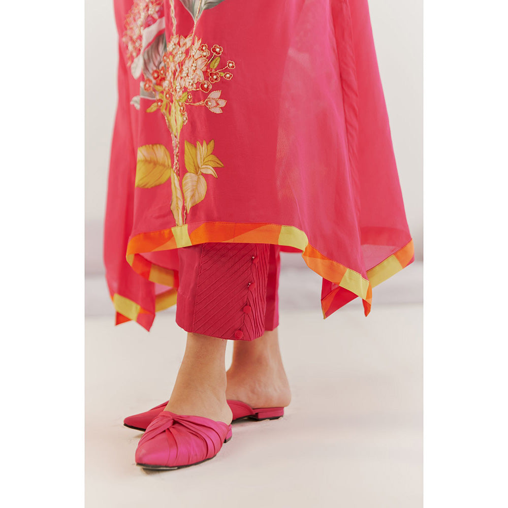 172 Threads Fuchsia Pink Kaftan & Pant (Set of 2)