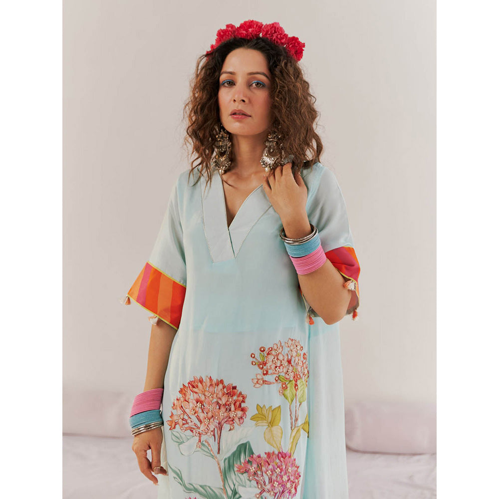 172 Threads Powder Blue Kaftan & Pant (Set of 2)