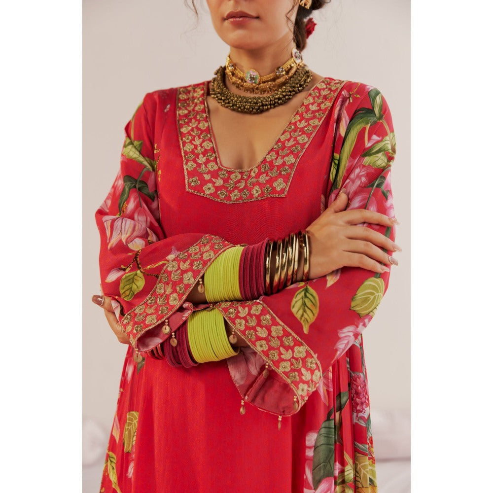 172 Threads Pink Bloom Kurta Pant & Dupatta (Set of 3)