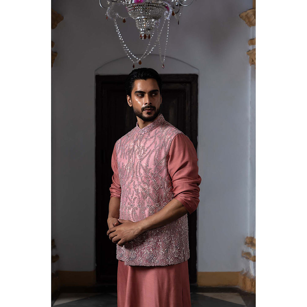 Aangan by Parul Mauve Stratus Kurta with Churidar and Nehru Jacket (Set of 3)
