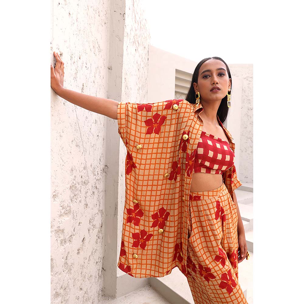 Aapro Label Orange and Red Phoenix Co-Ord (Set of 3)