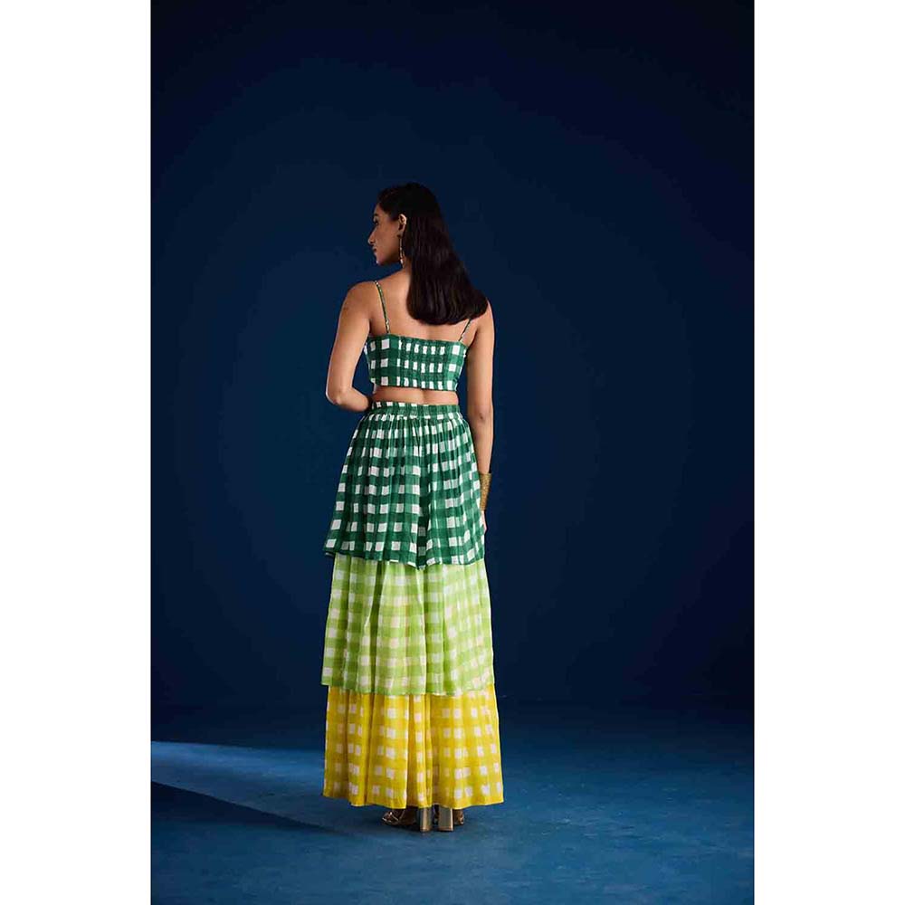 Aapro Label Selah Tier Skirt With Stitched Blouse - Multi-Color