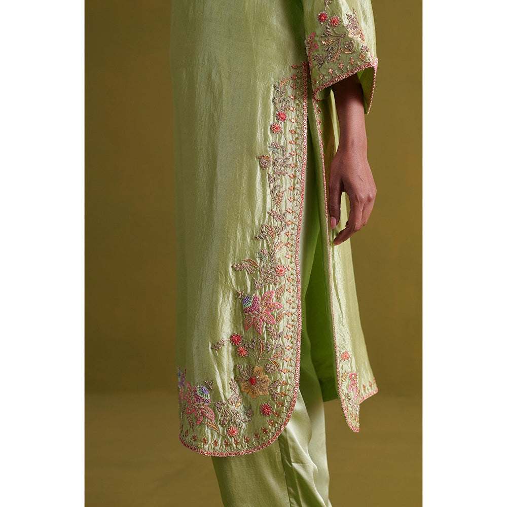 Aarti Sethia Studio Pista Green Kurta and Pant with Dupatta (Set of 3)