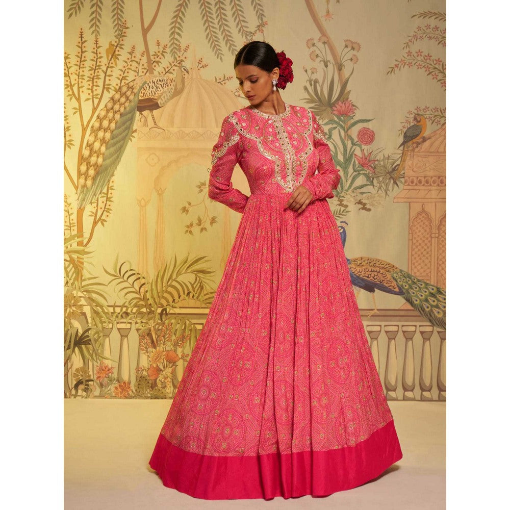 Aayushi Maniar Rani Bhandini Anarkali Kurta and Dupatta Pink (Set of 2)