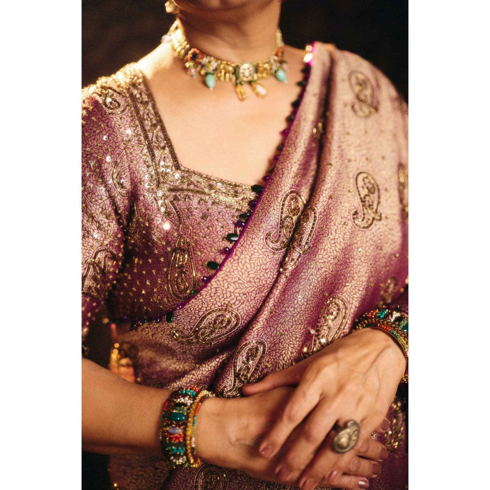 Aayushi Maniar Mauve Padmini Saree with Stitched Blouse