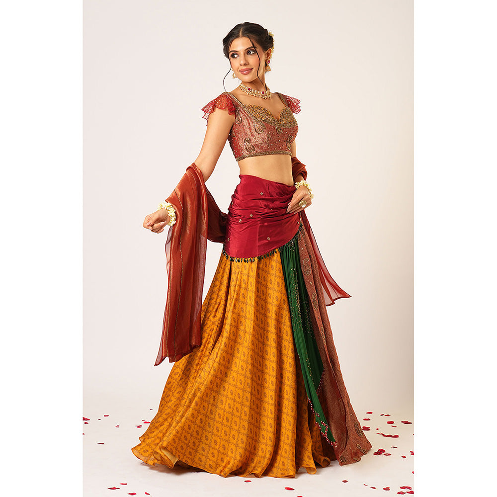 Aayushi Maniar Multi-Colour Panchali Lehenga with Blouse and Dupatta (Set of 3)
