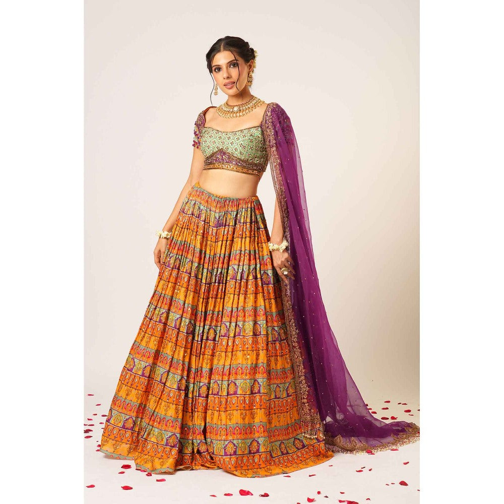Aayushi Maniar Yellow Shakuntala Lehenga with Blouse and Dupatta (Set of 3)