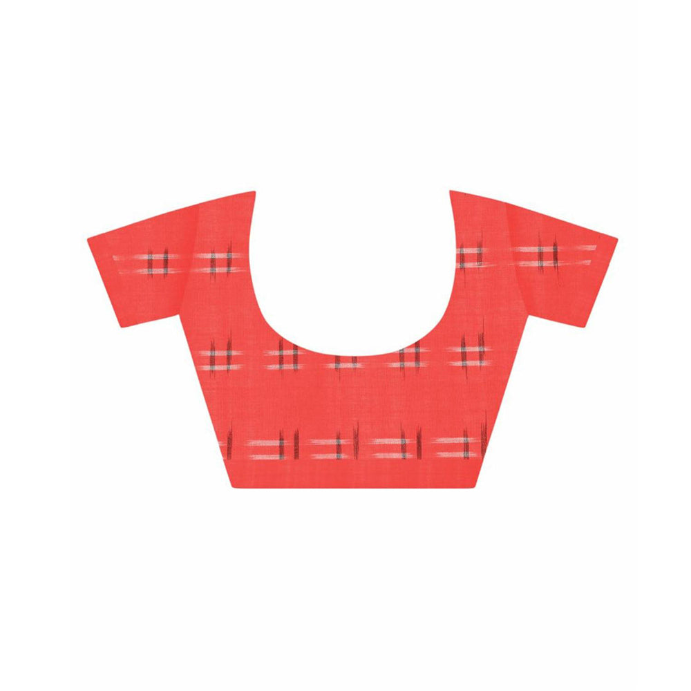 Aditri Handloom Ikat On Gas Mercerised Cotton Saree with Without Blouse