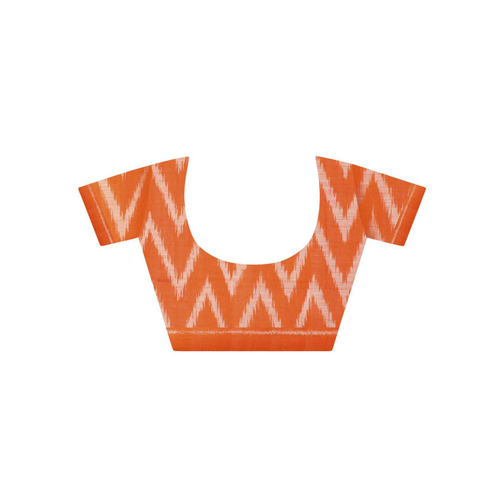 Aditri Handloom Ikat On Gas Mercerised Cotton Saree without Blouse