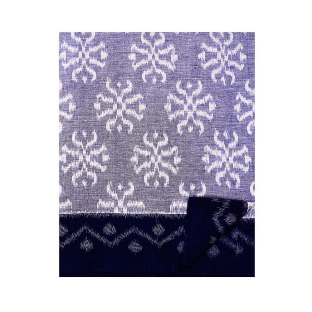 Aditri Handloom Ikat From Orissa Blue Saree With Blouse Piece