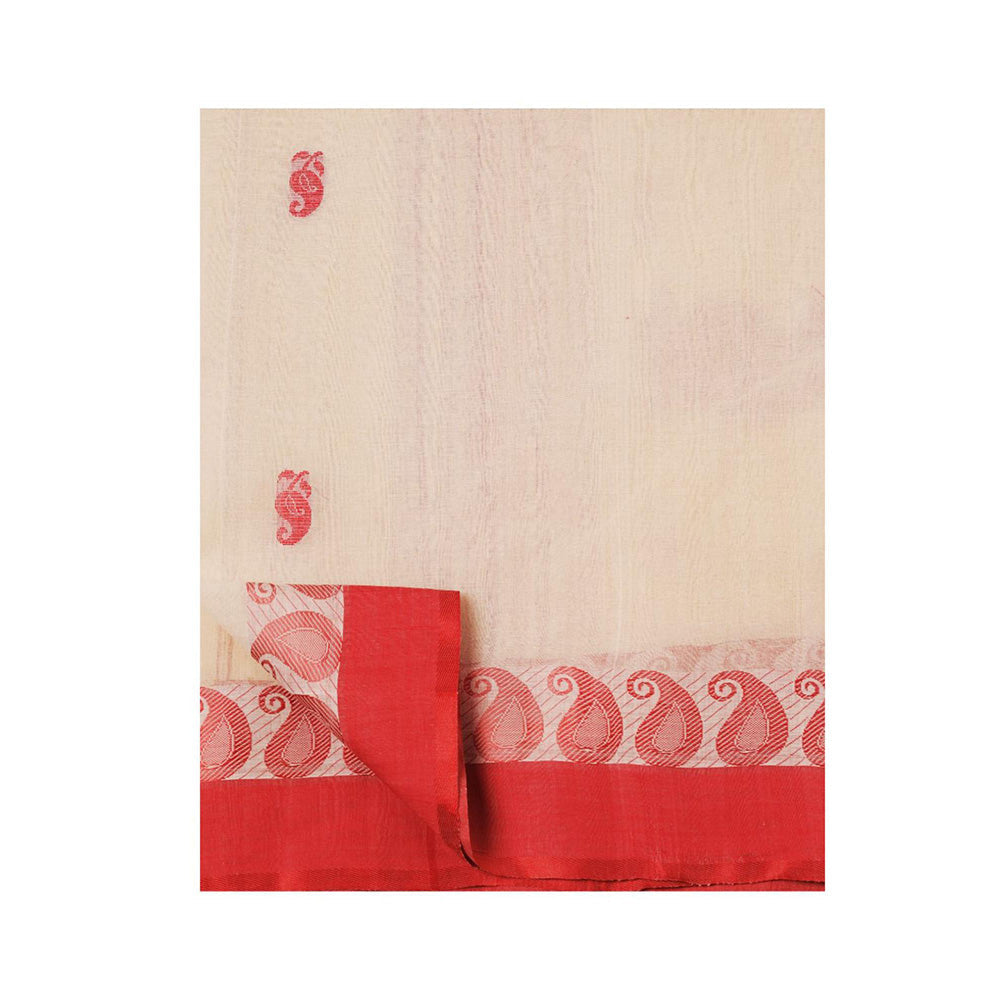 Aditri Beige Handloom Khadi Cotton Saree with Running Blouse