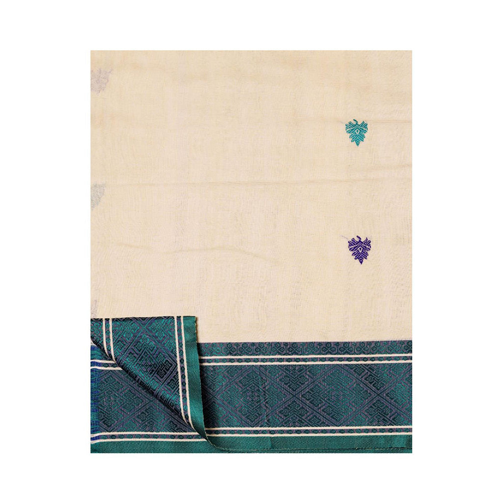 Aditri Beige Handloom Khadi Cotton Saree with Running Blouse