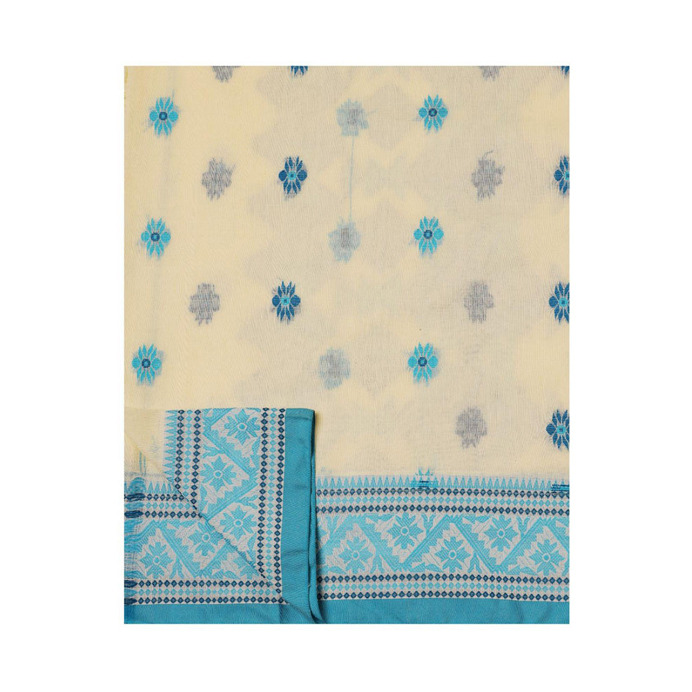 Aditri Cream Handloom Khadi Cotton Saree with Running Blouse