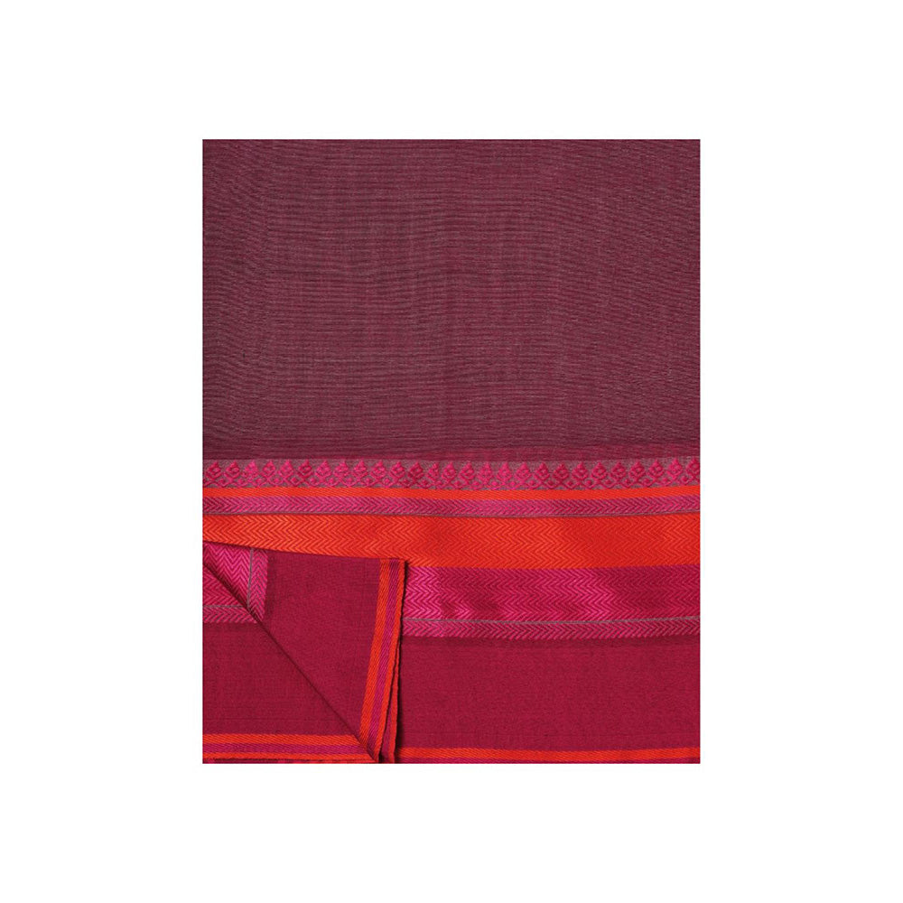 Aditri Mauve Handloom Khadi Cotton Saree with Running Blouse