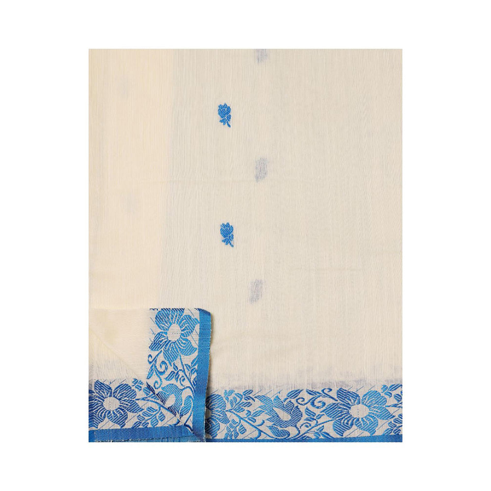 Aditri Off White Handloom Khadi Cotton Saree with Running Blouse