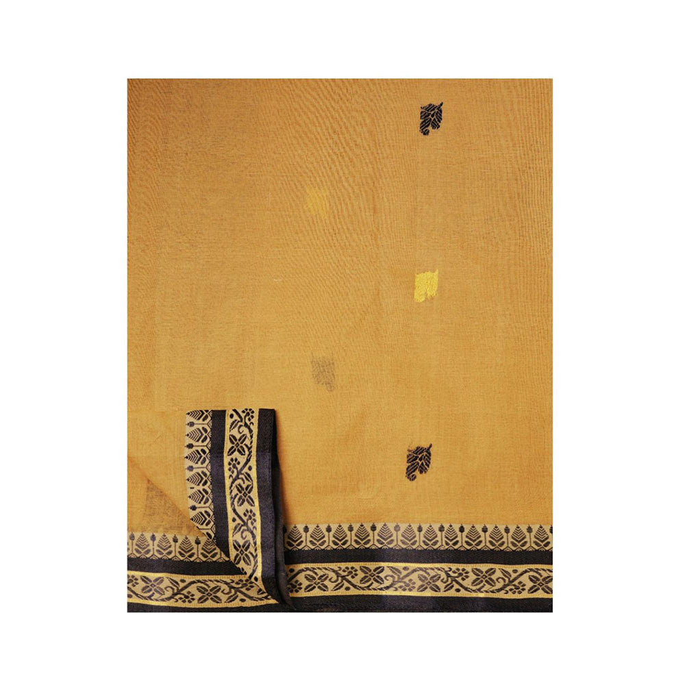Aditri Khaki Handloom Khadi Cotton Saree with Running Blouse