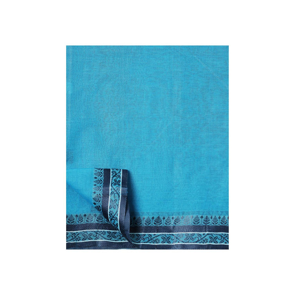 Aditri Blue Handloom Khadi Cotton Saree with Running Blouse