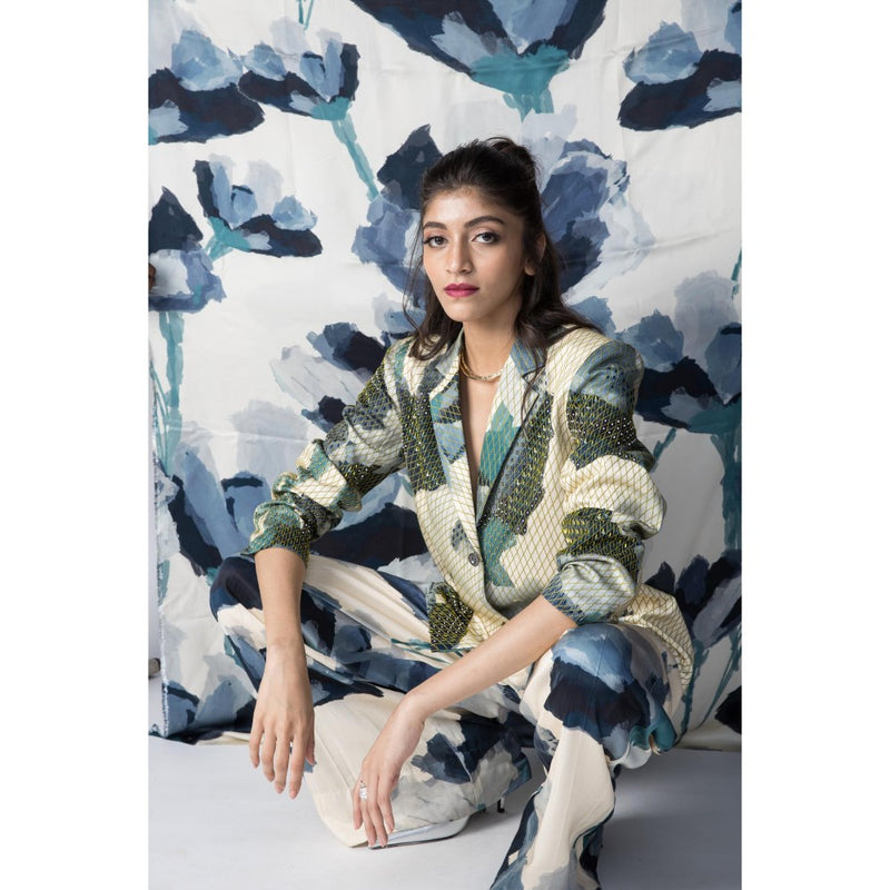 Advait Marble Embroidered Blazer