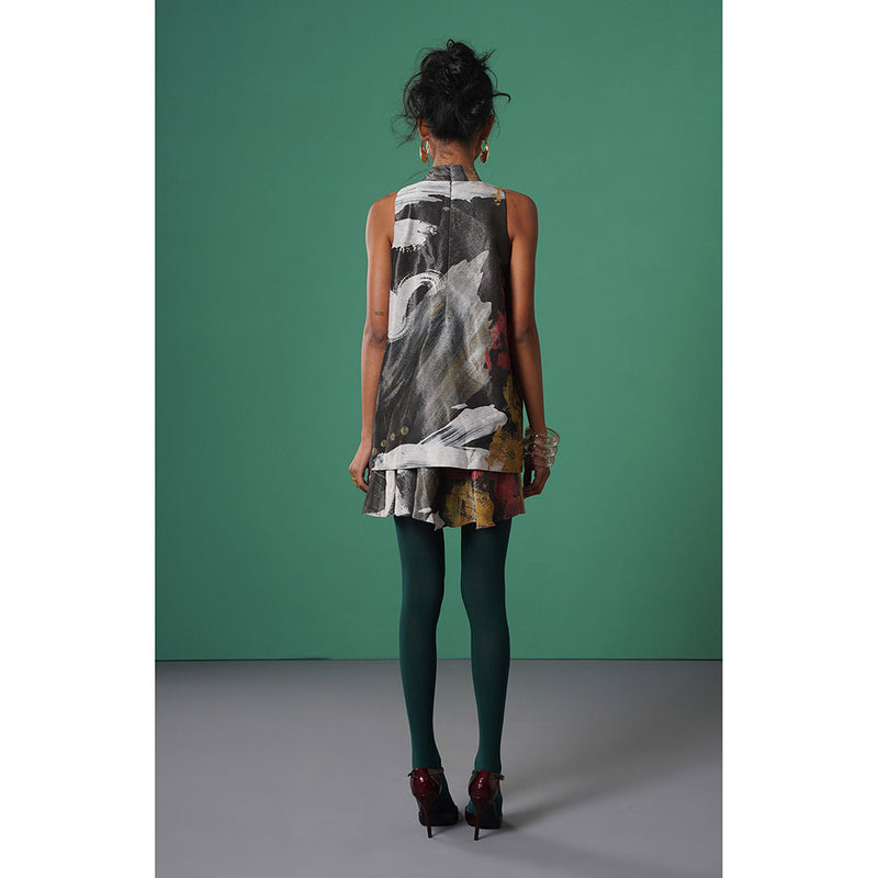 Advait Grey Ecru Short Dress
