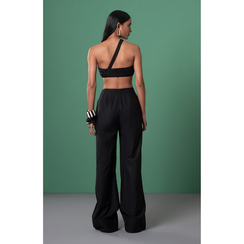 Advait Black Kuro Pleated Bralette and Trouser (Set of 2)