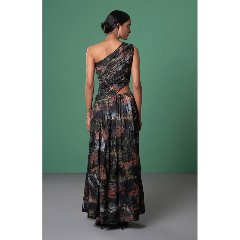 Advait Black Kage Printed Maxi Dress