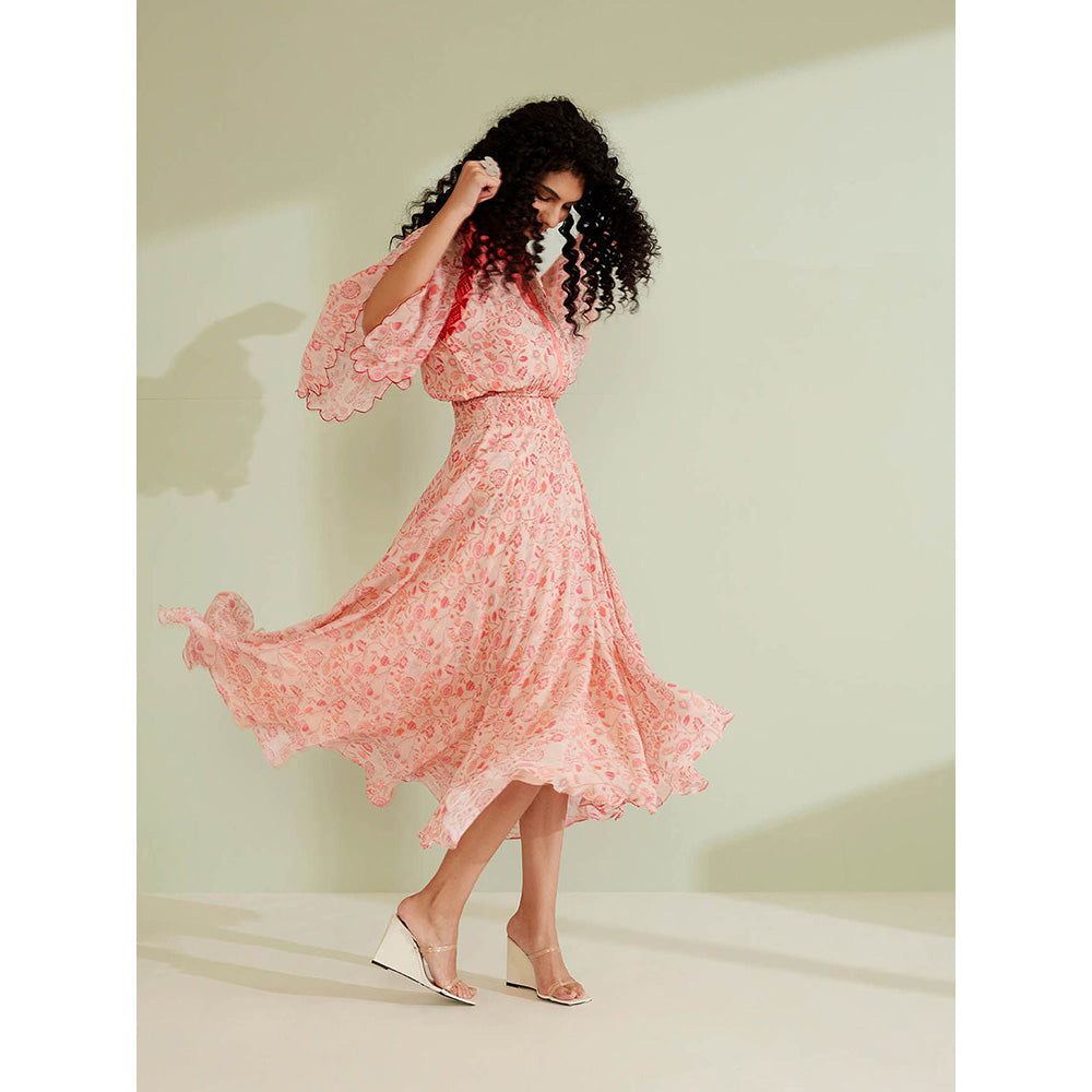 1999AD Arbor Peach Floral Dress