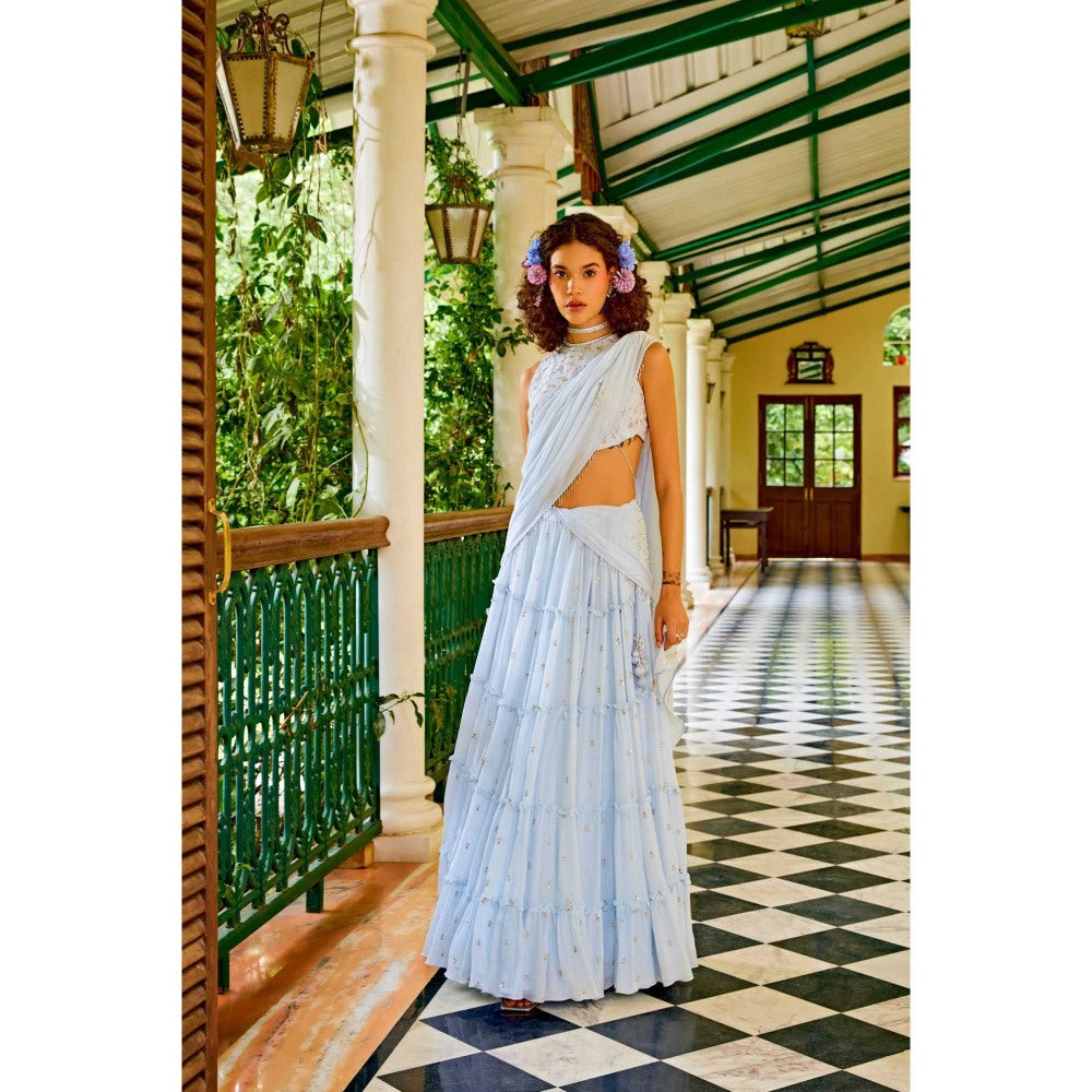 1999AD Blue Lehenga With Blouse And Dupatta (Set of 3)