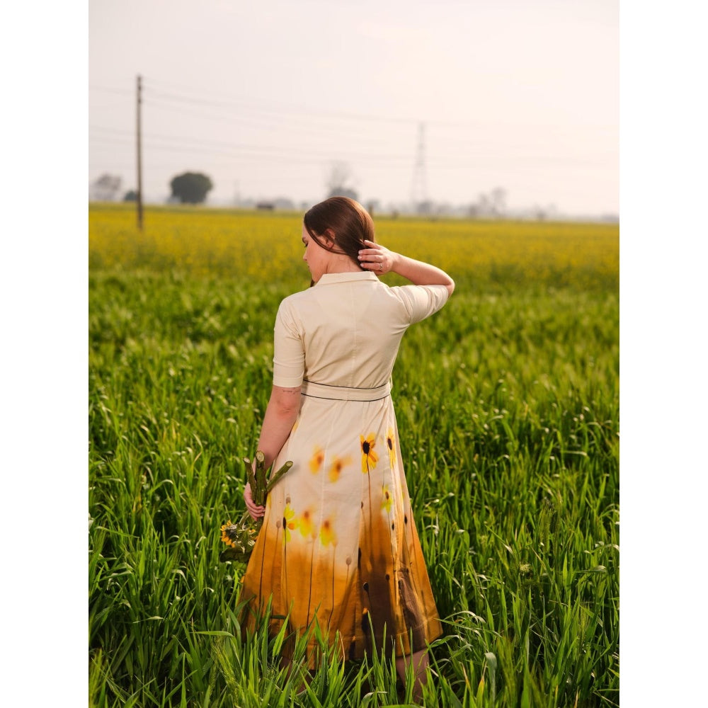 AFRIYA Yellow Meadow Floral Midi Dress