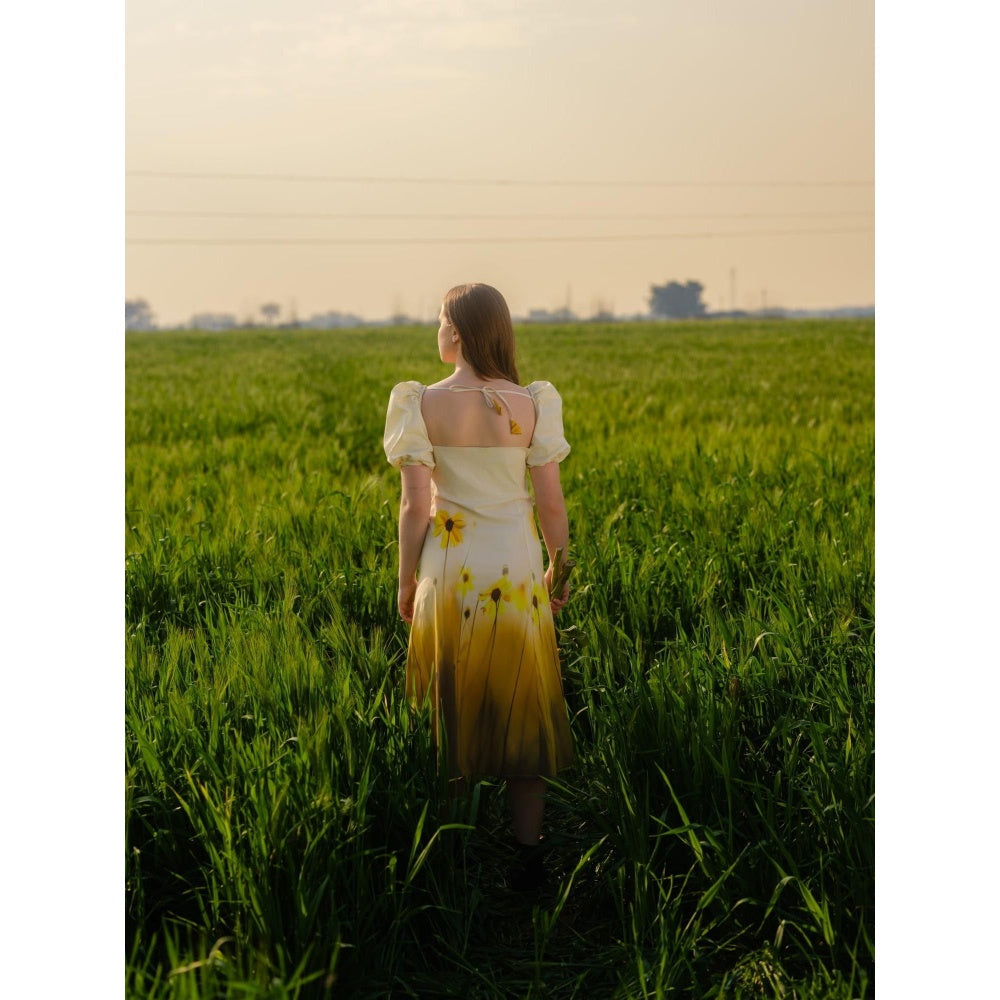 AFRIYA Yellow Meadow Midi Bodycon Dress