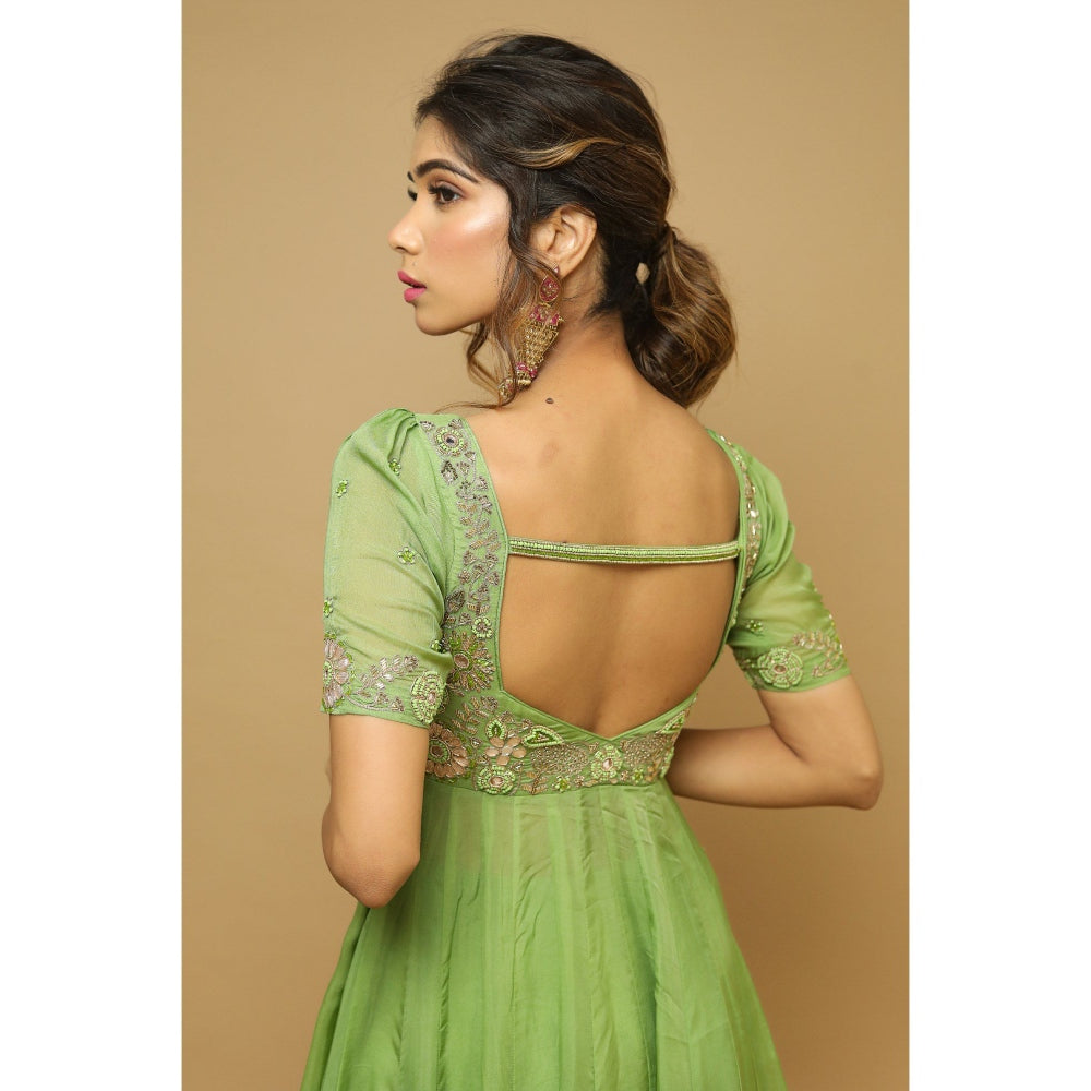 Ahi Clothing Parrot Green Kali Kurta (Set of 2)