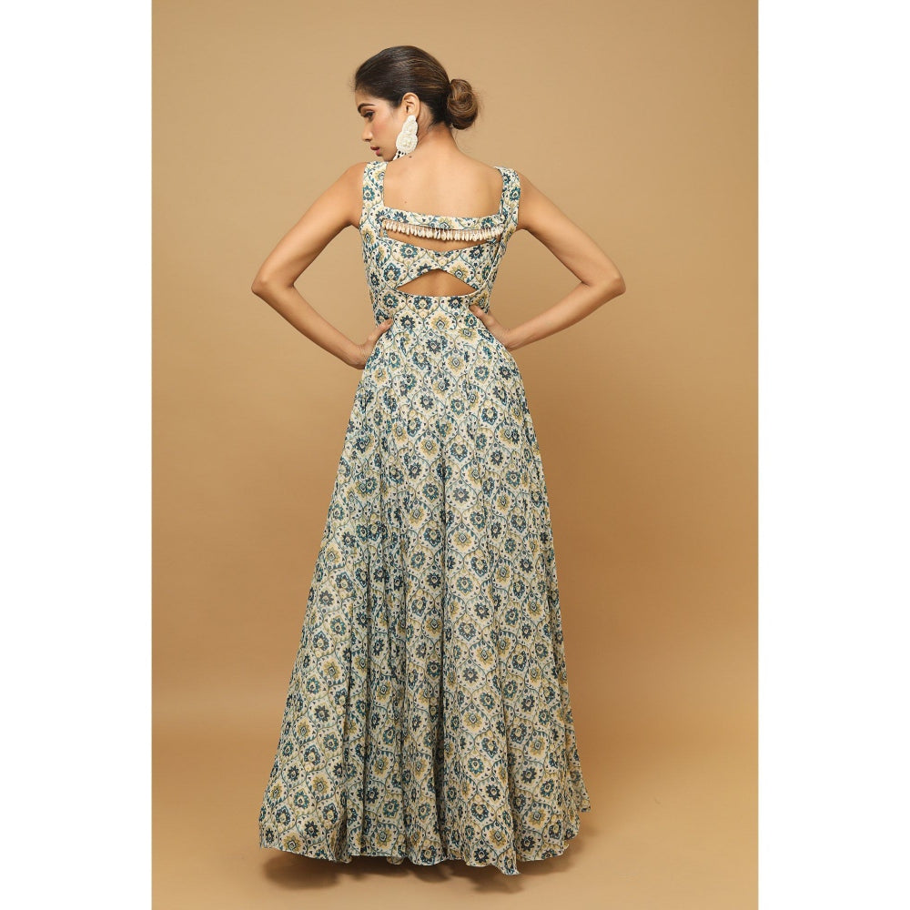 Ahi Clothing Digital Printed Evening Gown