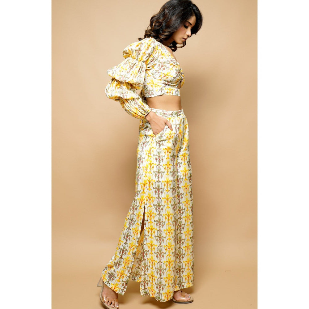 Ahi Clothing Yellow Block Printed Co-Ord (Set of 2)