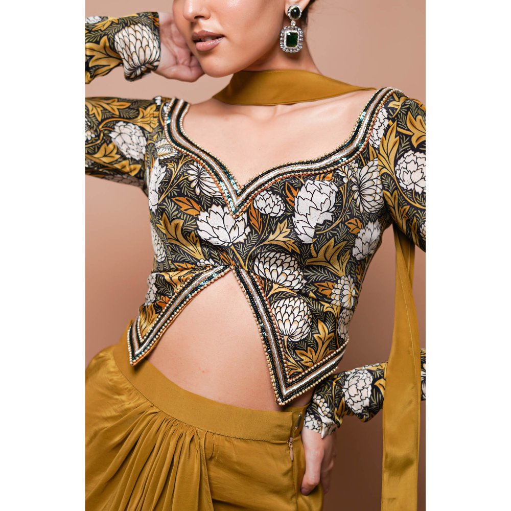 AHI Clothing Forest Print Drape Skirt with Top and Dupatta (Set of 3)