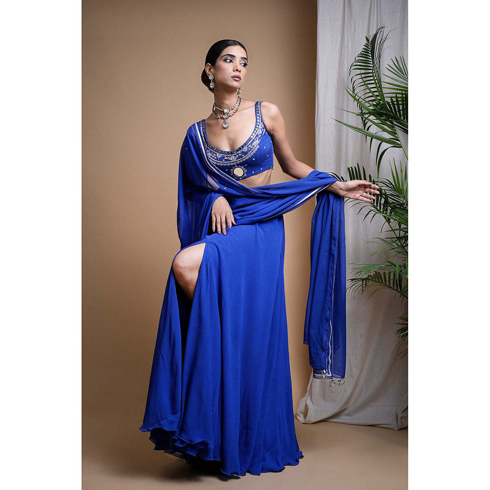 AHI Clothing Royal Blue Lehenga And Blouse With Dupatta