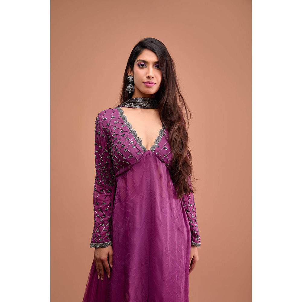 Aishwarya Tyagi Organza Jamdani Straight Fit Kurta with Pant & Dupatta (Set of 3)