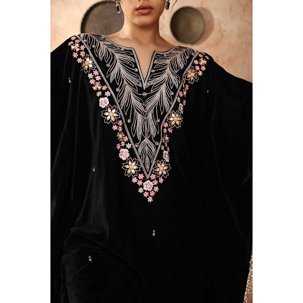 Ajiesh Oberoi Black Kaftan with Palazzo (Set of 2)