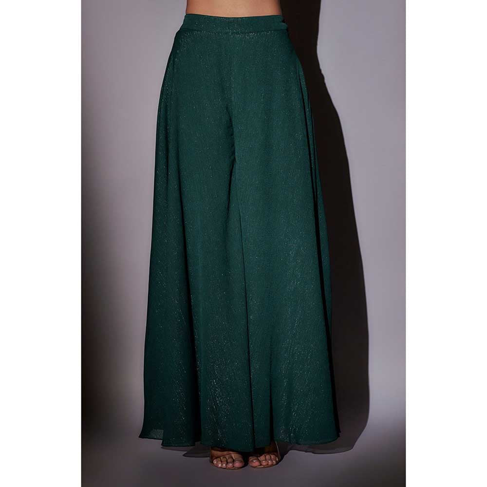Ajiesh Oberoi Green Hand Embroidered Cape with Bustier and Palazzo (Set of 3)
