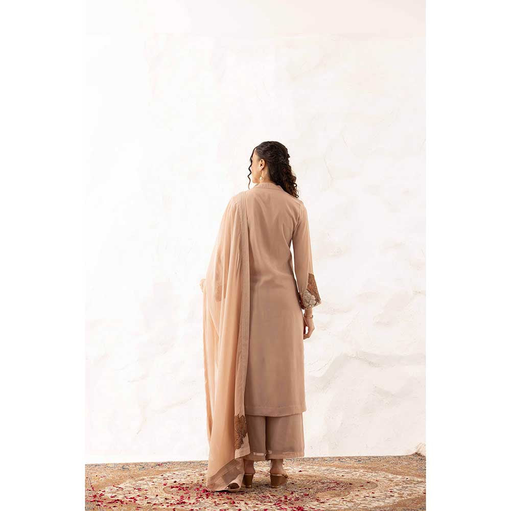 Ajiesh Oberoi Nude Anika Kurta with Palazzo and Dupatta (Set of 3)