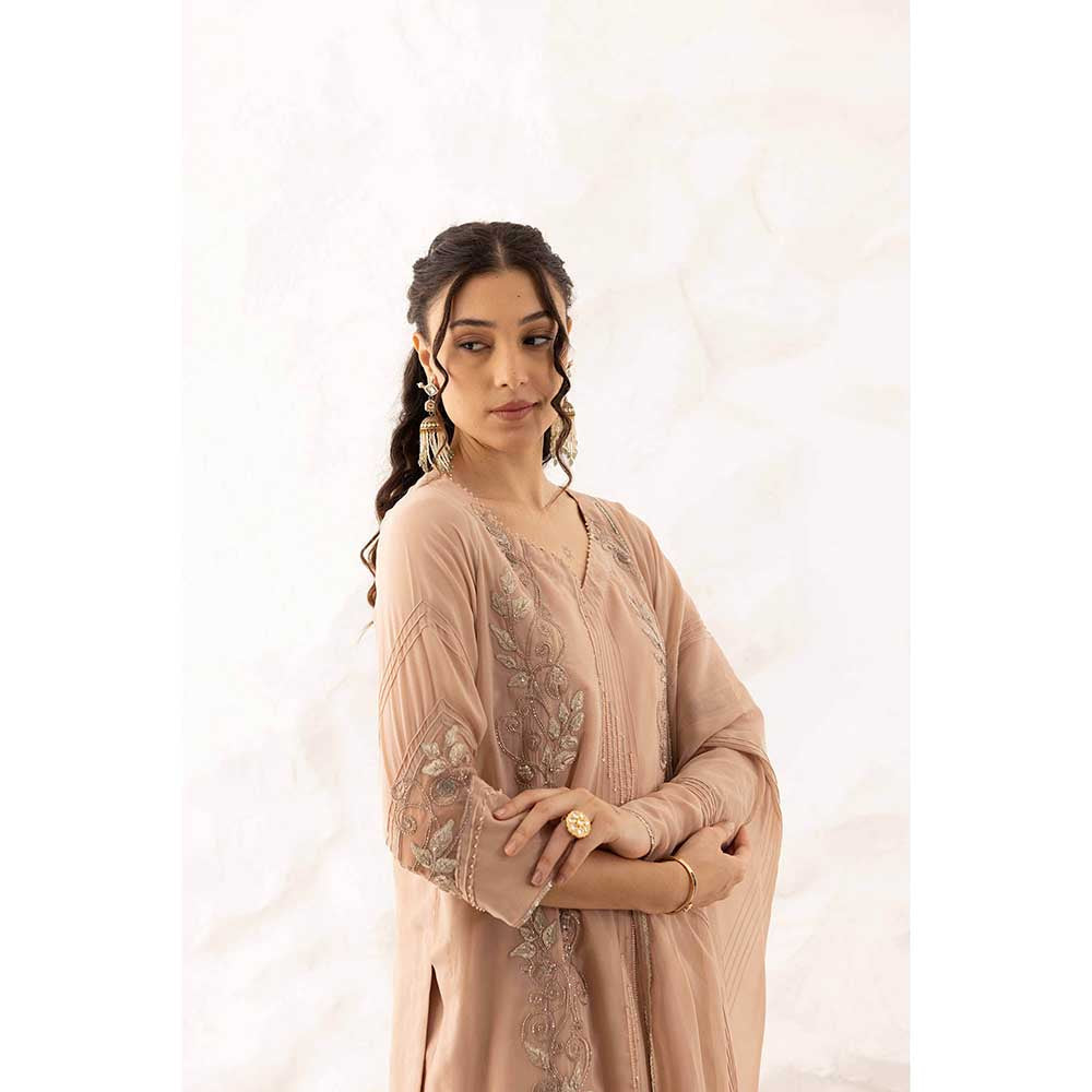 Ajiesh Oberoi Nude Megha Kurta with Palazzo and Dupatta (Set of 3)