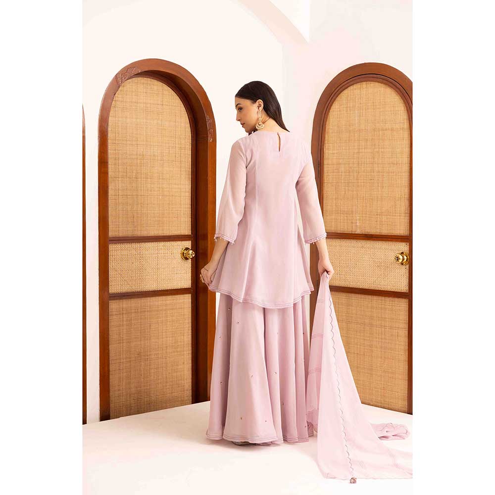 Ajiesh Oberoi Lavender Seher Kurti with Sharara and Dupatta (Set of 3)