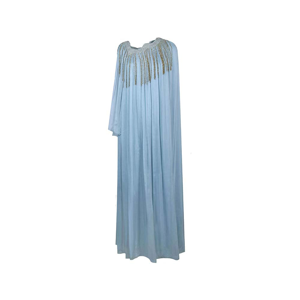 AKHL Blue Angular Gathered Kaftan Dress