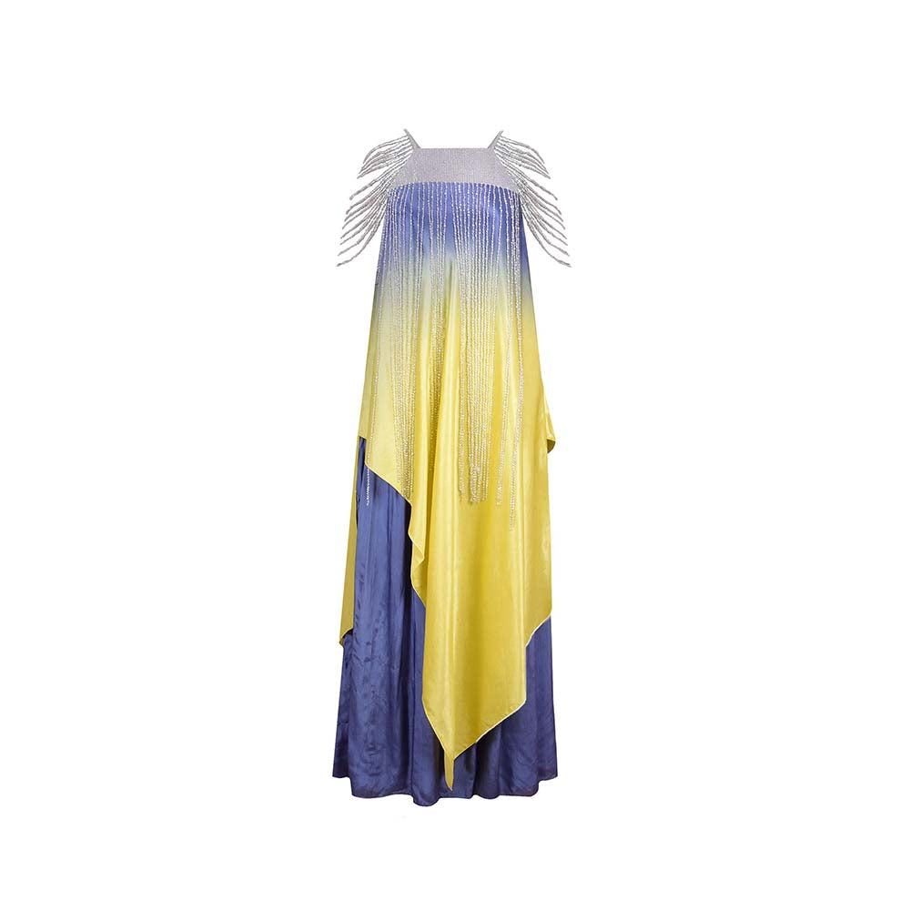 AKHL Yellow Asymmetric Sequins Dress