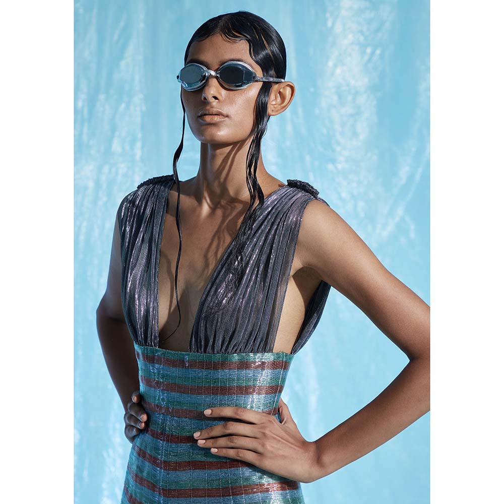 AKHL Multicolour Lurex Glass Short Dress