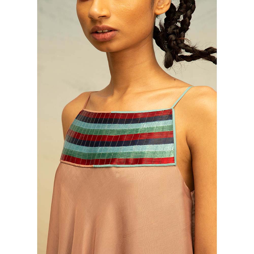 AKHL Pink Layered Glass Yoke Dress