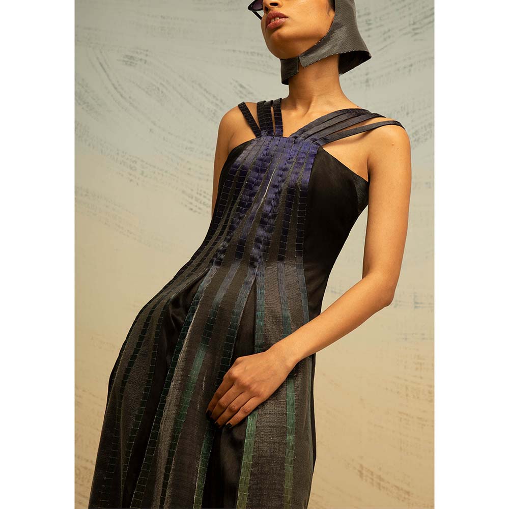 AKHL Black Triangular Panelled Dress