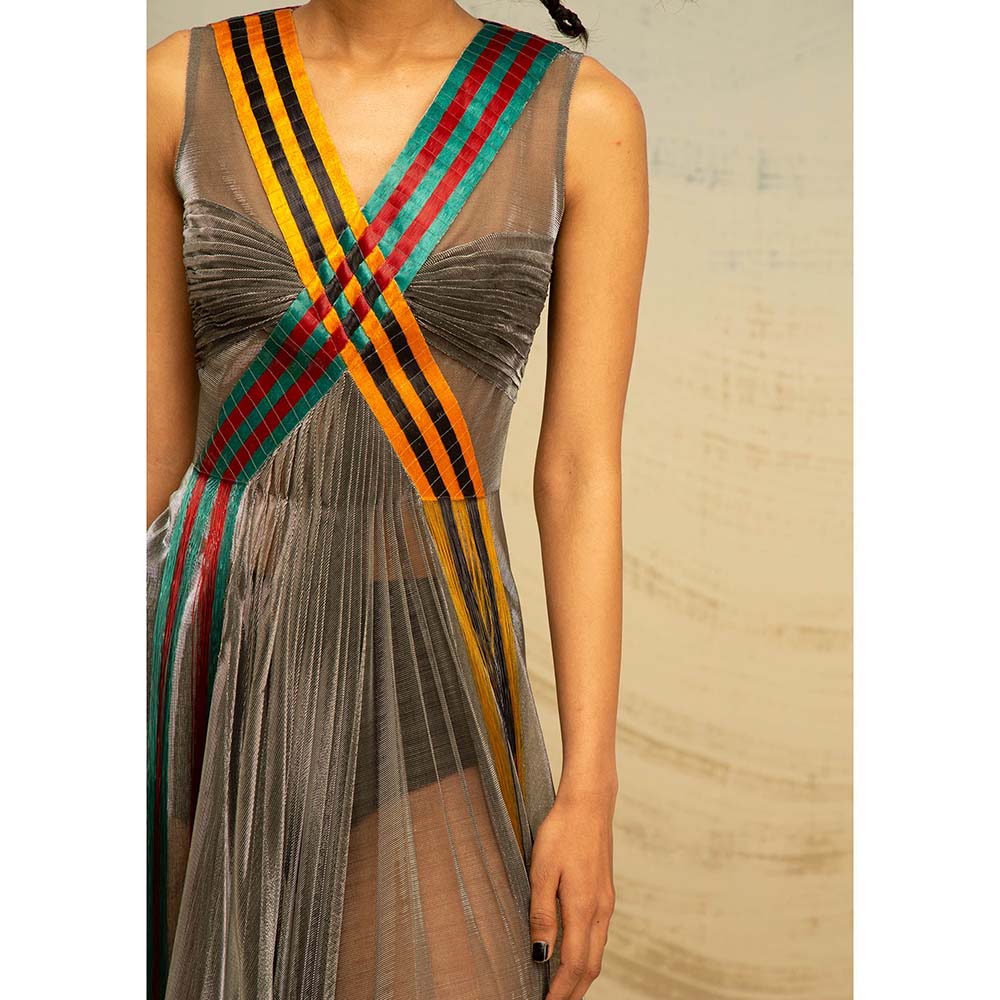 AKHL Grey Gathered Tulle Dress