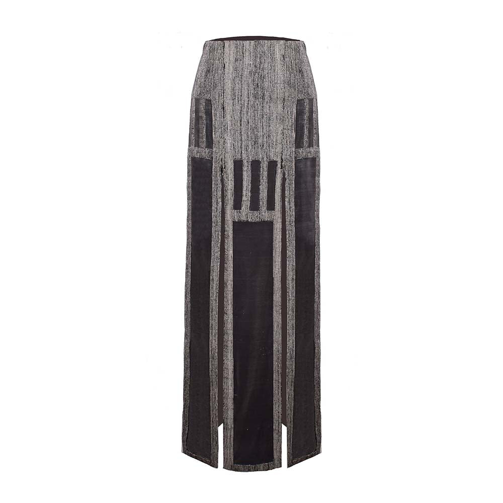 AKHL Grey Structured Leather Skirt