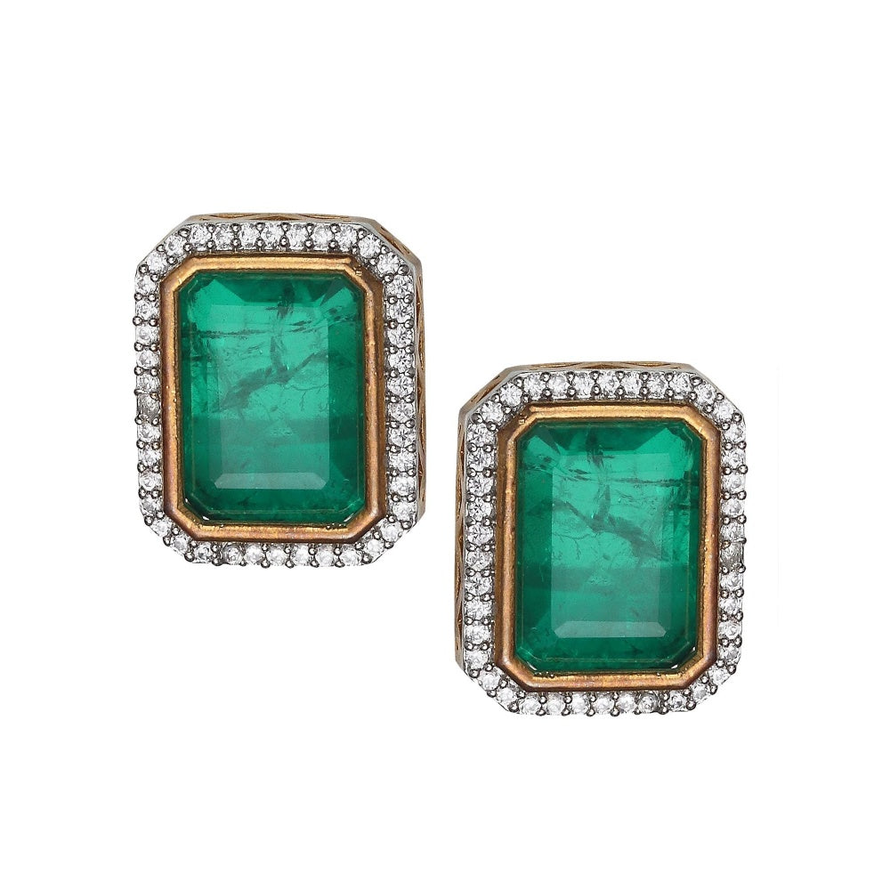 Akulya Jewels Emerald Green Doublet Choker (Set of 2)