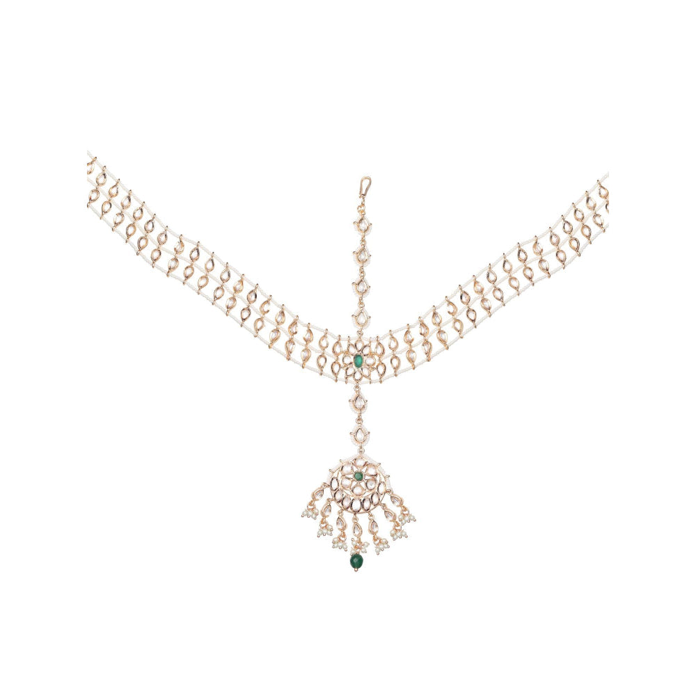 Akulya Jewels Gold Finished Kundan Polki Jewellerys (Set of 4)