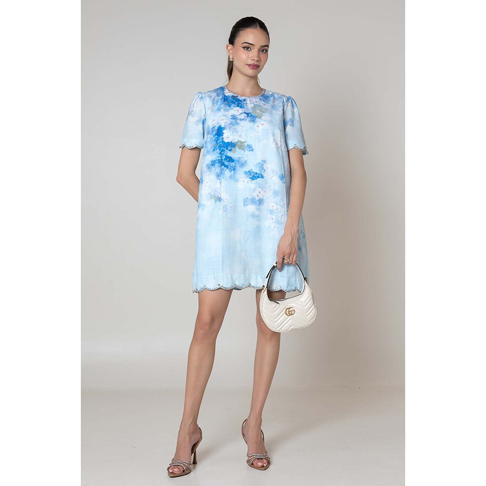 All Eyes On You Aeoy Blue Floral Printed Dress